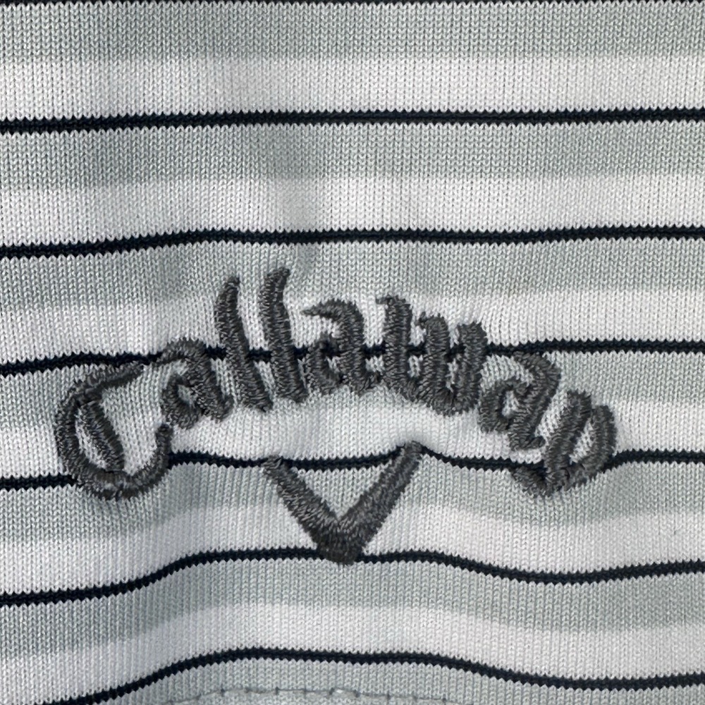 Callaway Opti-Dri Black/Gray Stripe White Golf Shirt XL Short Sleeve Activewear - Picture 12 of 14